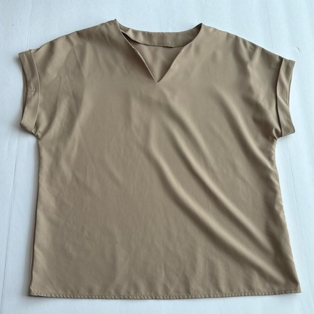 Shein Classic Tan Short Sleeve Shirt Medium